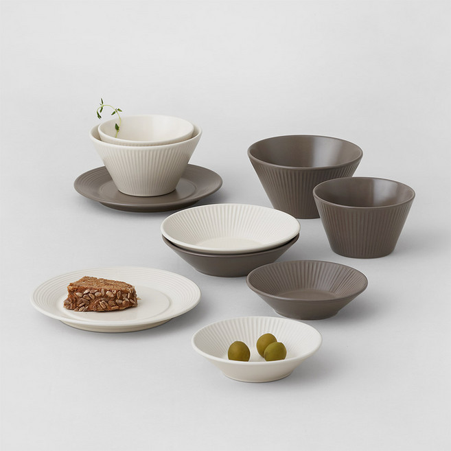 르난세 휘게 2인 식기 세트 10p, 그레이 + 크림, 식기 10종, 1세트