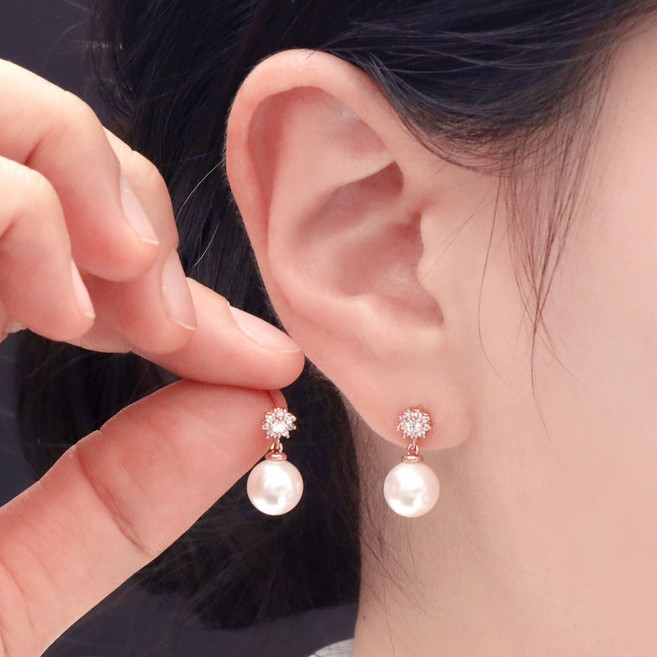 라울스톤 여성용 14K 골드필드핀 선샤인 데일리 심플 진주 귀걸이 JT299