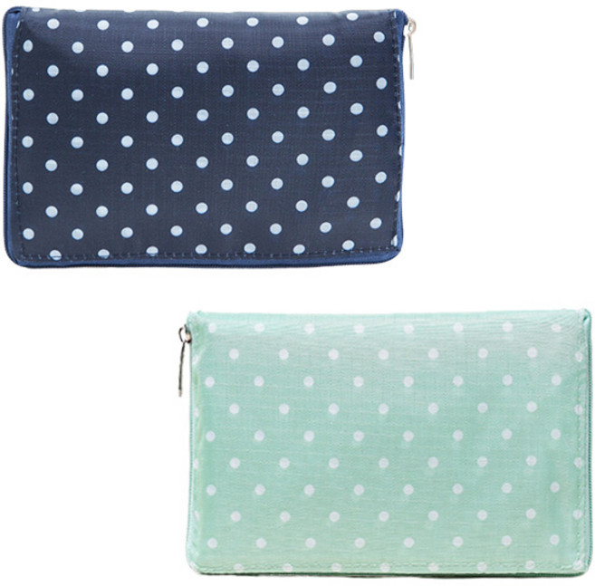 OON 지퍼형 파우치 장바구니 2종 세트, 도트네이비, 도트민트, 1세트