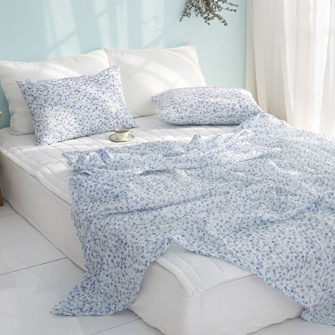 스코홈 눈꽃 냉감 시어서커 이불패드 세트