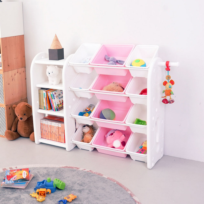 미루 초이스 와이드 베이직 책장 110 x 35 x 90 cm, 핑크, 4단