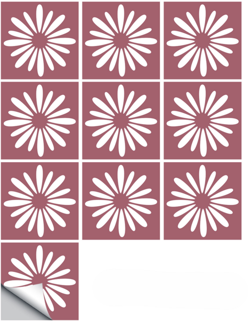 델리리움 보헤미안 스타일 데이지 셀프 무광 타일 스티커 10p, type 2