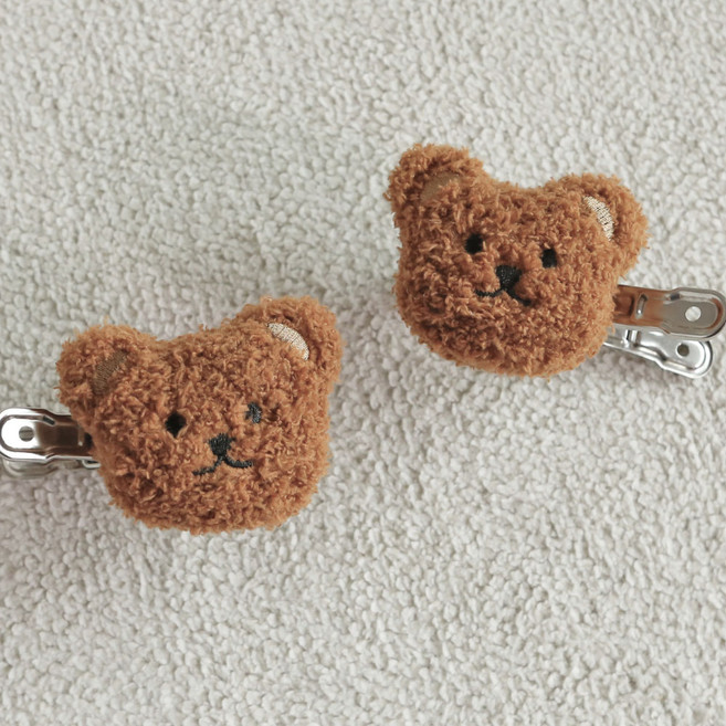 데코토닉 보들보들 곰돌이 커튼집게 2종 세트 8 x 6 cm, 브라운, 1개