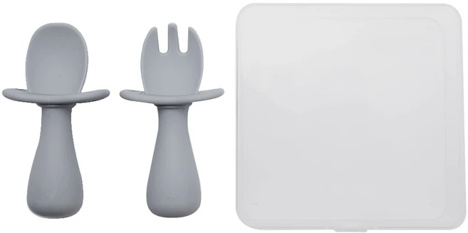 랄라비 아이주도 스푼 포크 세트 + 케이스, 04 그레이(스푼포크세트), 스푼 + 포크 + 케이스, 1세트 - 쿠팡