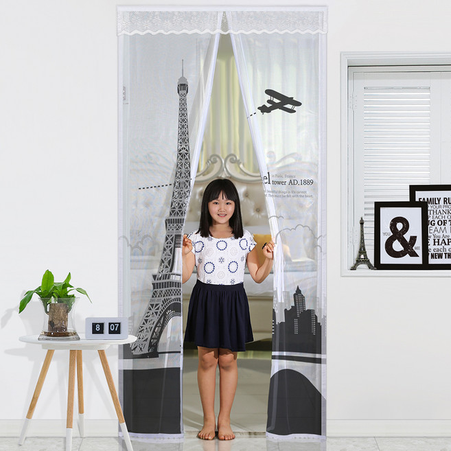 다샵 일체형 자석 프리미엄 모기장 + 오픈고정자석 4p + 양면테이프 + 골드압정 + 기본 발란스 세트, 에펠탑(모기장), 랜덤발송(고정자석)