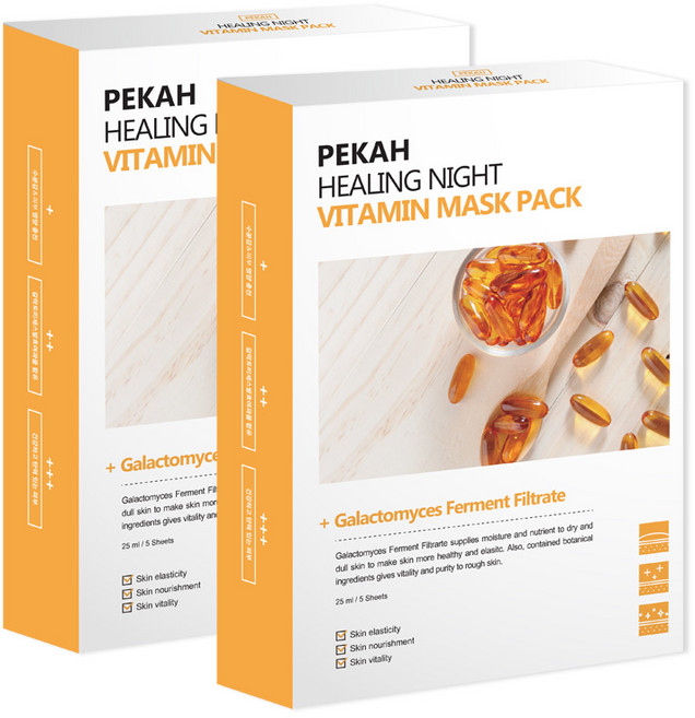 페카 힐링나이트 마스크팩 비타민, 2개, 5개입