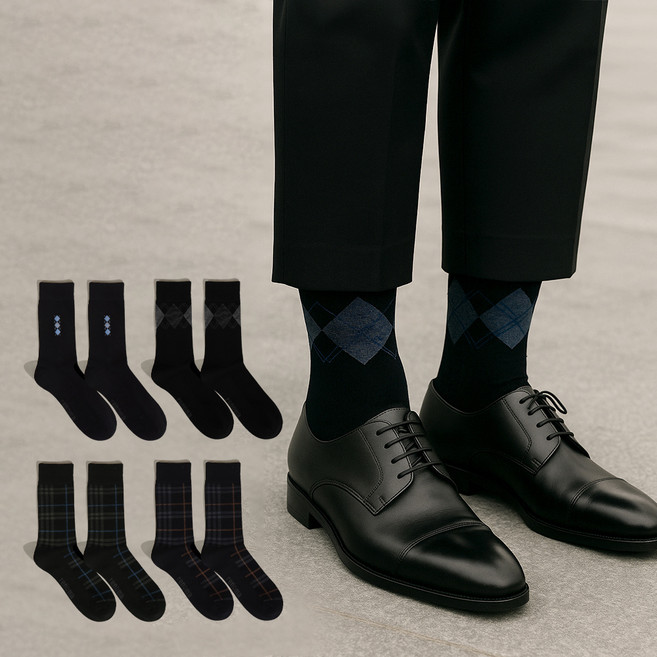 레노마 남성용 파일 정장 양말 5켤례