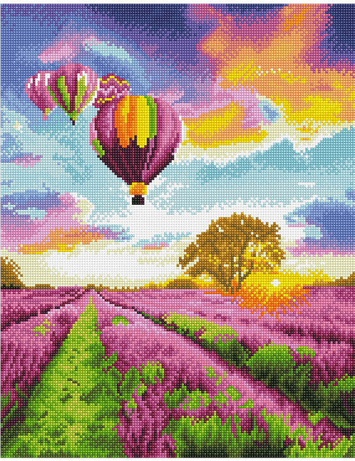 아이러브페인팅 DIY 보석 십자수 열기구와 노을, 혼합색상, 1개