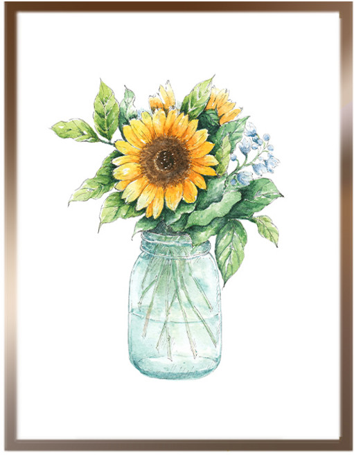 알루미늄 액자 + 인테리어 포스터 02 썬플라워 E 세트, 브론즈