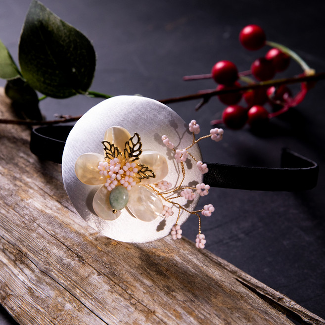 아가명주 여아용 소품 옥송이 벚꽃 머리띠