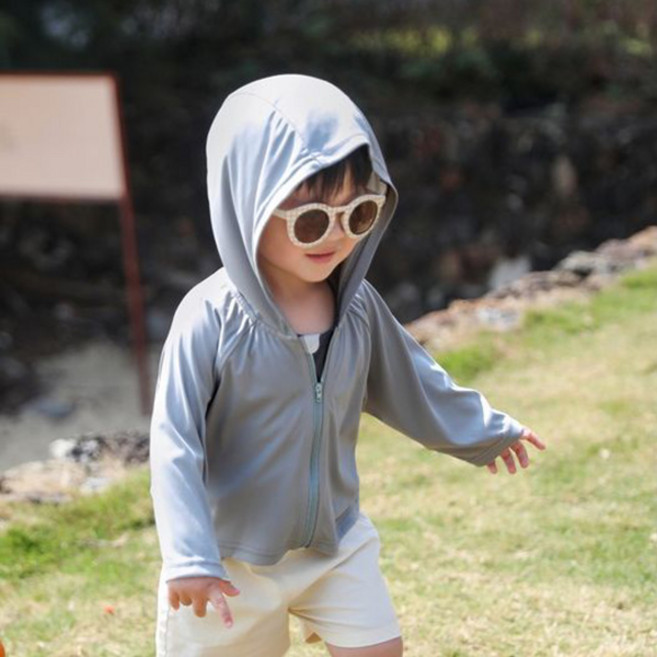 조이멀티 엠케이 아동용 심플비치 자외선 차단 긴팔 매쉬 후드 집업 점퍼