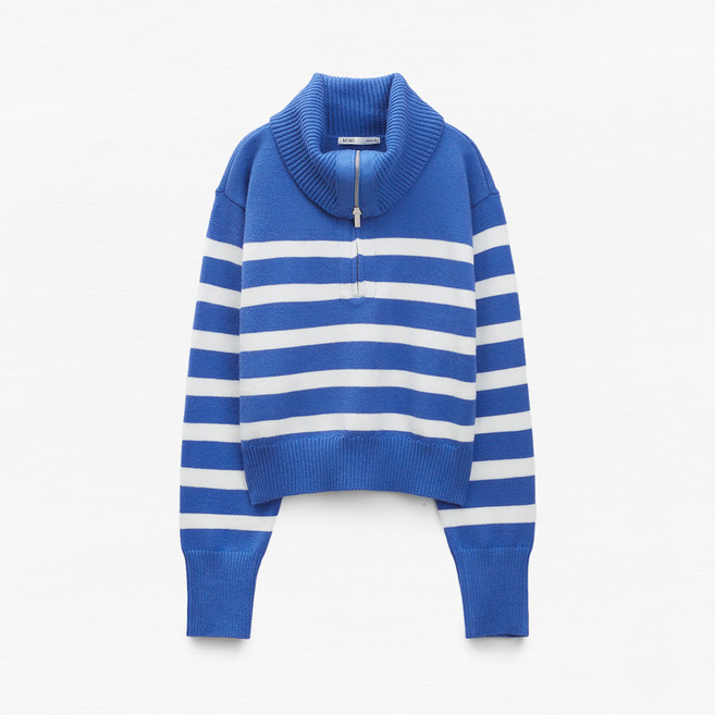 미쏘 여성용 반집업 스트라이프 풀오버 니트