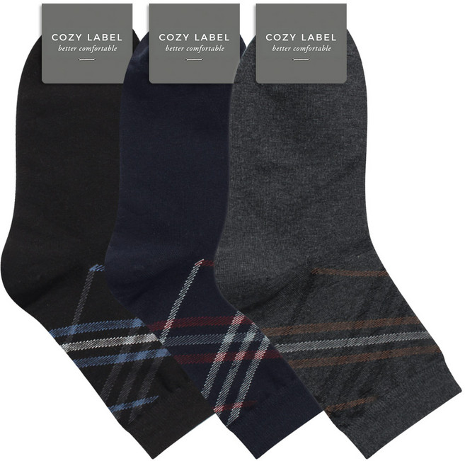 코지라벨 남성용 럭셔리 클래식 아가일 포인트 신사양말 3켤레