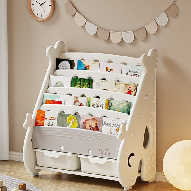 Inhe 英禾 胖胖鯨5屋書架 豪華版, 5層, 玉蓮白