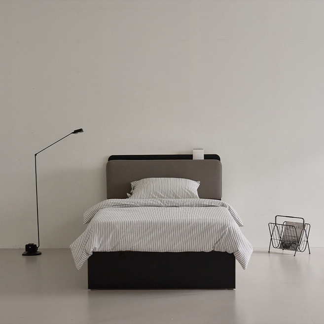 눕 로비나 가죽호텔 LED 3단 수납침대 프레임 단품 방문설치, 블랙