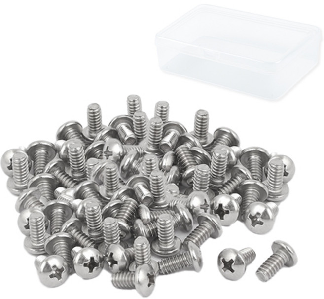 OON 탄소강 둥근머리 볼트 100p + 투명케이스 세트, 1세트, M5, 20mm