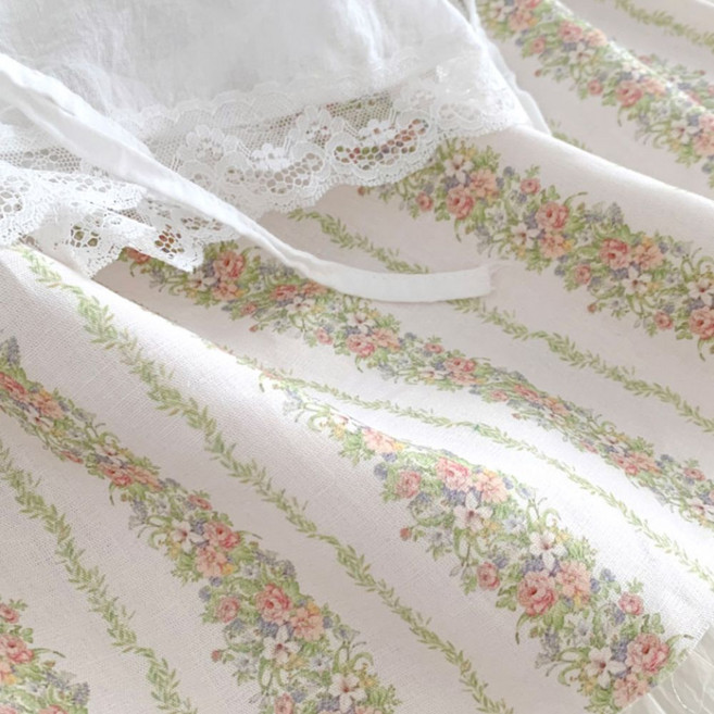 슈슈룸 가든 플라워 린넨 천 패브릭, 아이보리 퓨어 가든, 1개