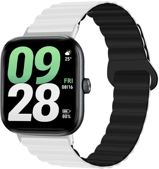 스페이스쉴드 스마트워치 소프트 마그넷 링크 실리콘 스트랩, 화이트블랙, 1개