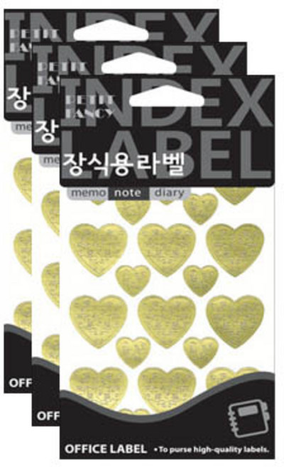 쁘띠팬시 장식용 라벨 금색 하트 20-510GL, 6개입, 3개