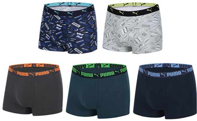 푸마바디웨어 남아용 학생 프린트 코튼 드로즈 5종 세트