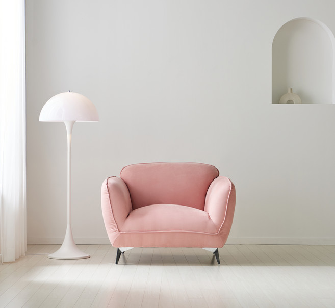 REVE 보니 아쿠아텍스 1인용 소파 + 쿠션, 핑크