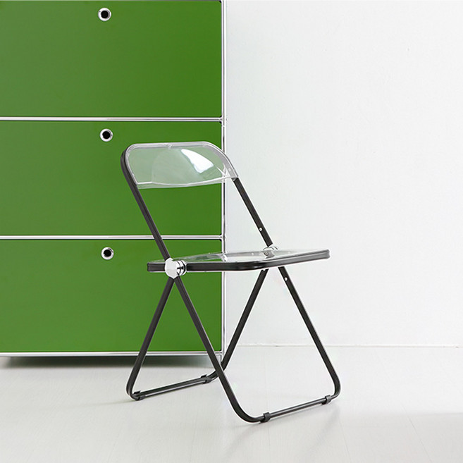 마켓비 빙그리 투명 접이식 의자, 블랙 + 클리어, 1개