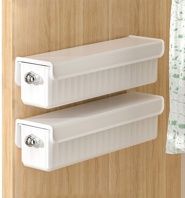 앤티스 무타공 접착식 슬라이드 양말 & 속옷 정리함, 화이트, 2개