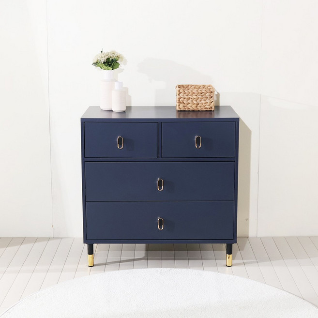 가구의정석 루덴 3단 서랍장 방문설치, 네이비, 4개