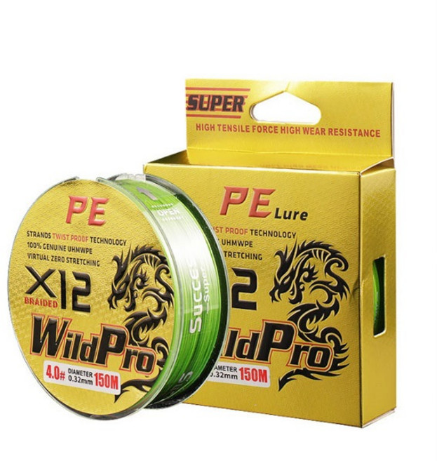 와일드프로 PE 라인 X12 브레이드 합사 낚시줄, 그린