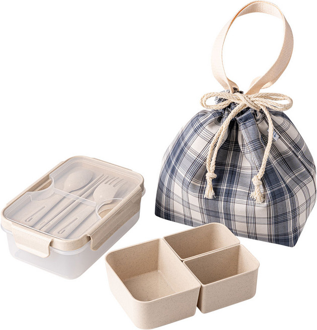 나누담 데일리 도시락 1100ml + 커트러리 + 보냉백, 네이비, 1세트