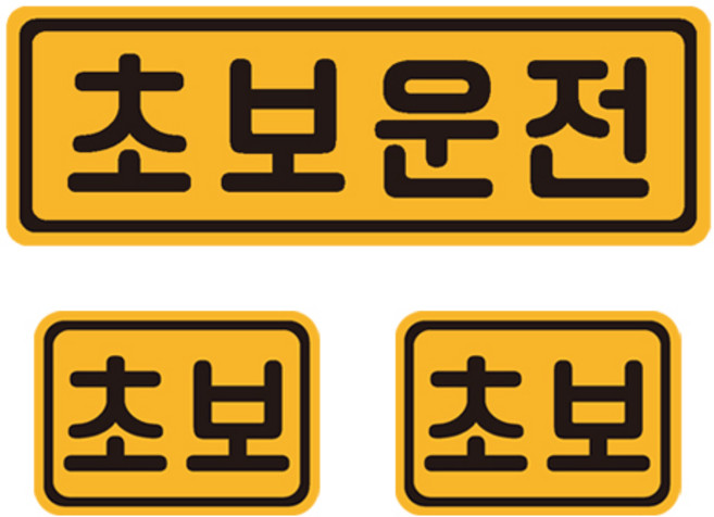 초보운전 자석 반사 스티커 직사각 중형 + 소형 2p 세트, 골드 + 블랙, 1개