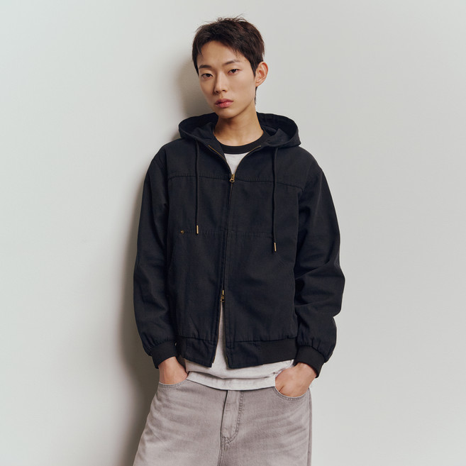 MIND BRIDGE 男款牛津連帽拉鍊飛行夾克 M1JP2153