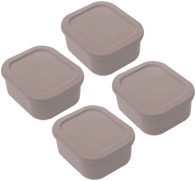 유하우스 삶아 쓰는 실리콘 밀폐용기 브라운, 4개, 300ml
