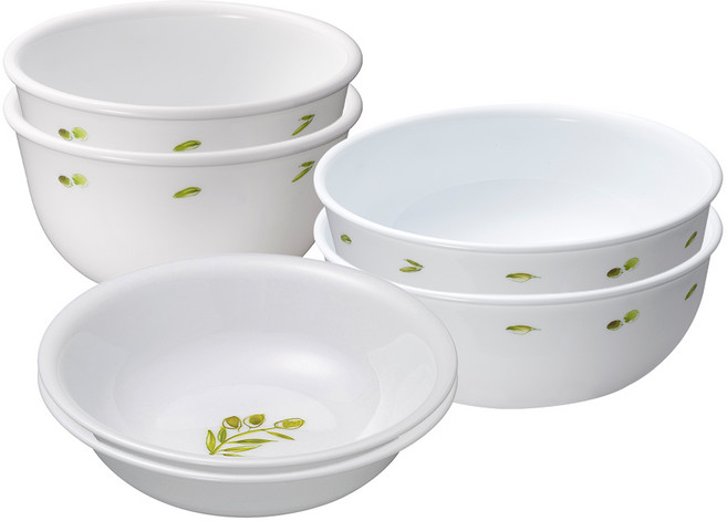 코렐 올리브가든 2인 그릇세트 6p, 1세트, 한국형 밥공기 2p + 국대접 2p + 앞접시 2p