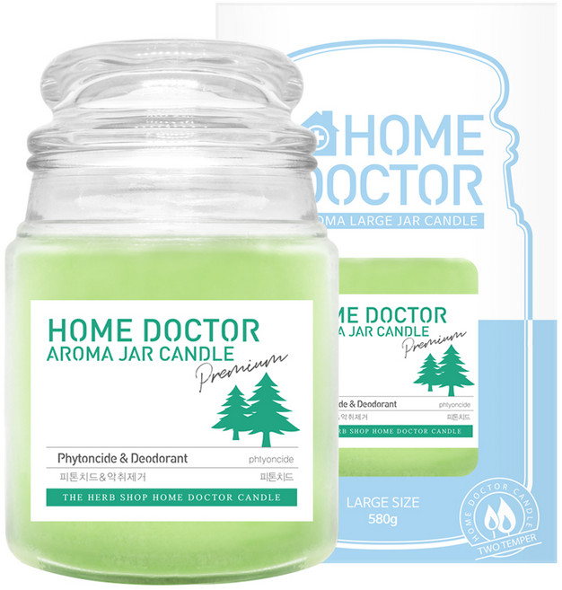 더허브샵 홈닥터 아로마 자캔들, 피톤치드&악취제거, 580g, 1개