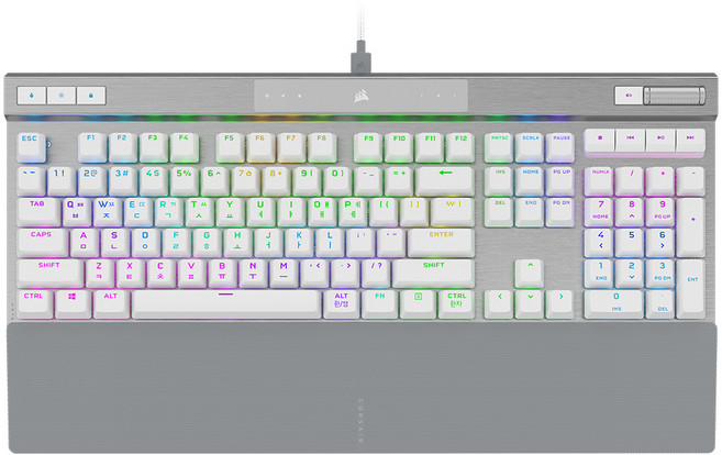 CORSAIR 海盜船 K70 RGB PRO OPX 電競機械式有線一般型鍵盤, 白色, RGP0134, 光學軸