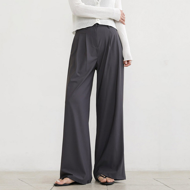 앤드스타일 여성용 숏/기본/롱 기장 맞춤 8탄 냉감 투핀턱 와이드 슬랙스 264661