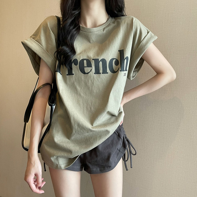 DMELD 女款寬鬆版型自然日常夏季短袖T恤