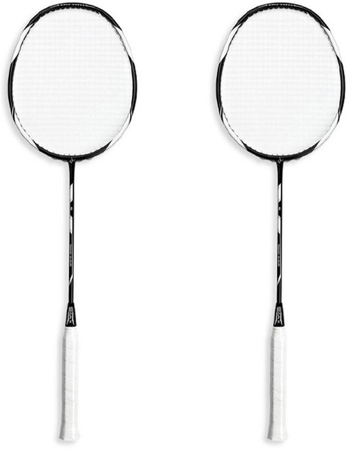 Smax Korea 碳纖維羽球拍 2支 + 球拍袋 + 握把布 2個 套組 黑白款, 1組, 單品