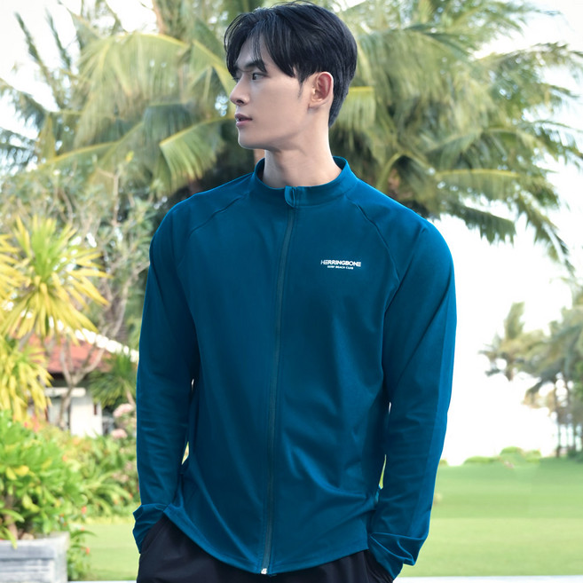HERRINGBONE apparel 男士拉鍊防磨泳衣上衣 RI383M