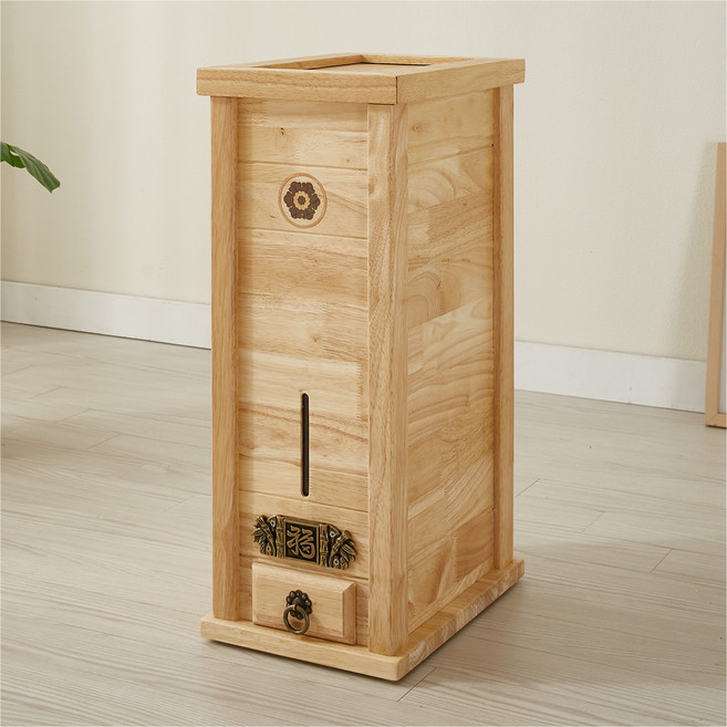 조은세상 고무나무 원목 쌀통 20kg, 네추럴, 1개