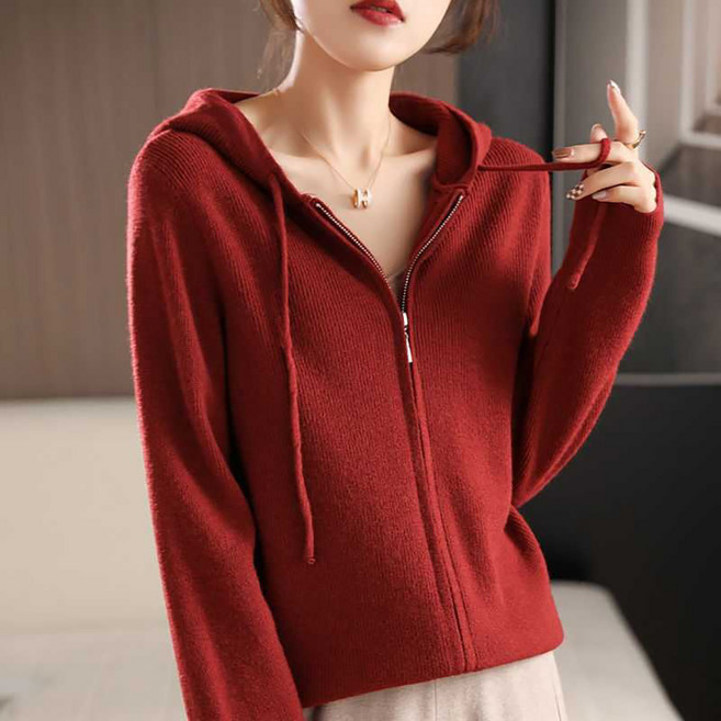 MarketA 女款兩穿簡約連帽針織外套 R