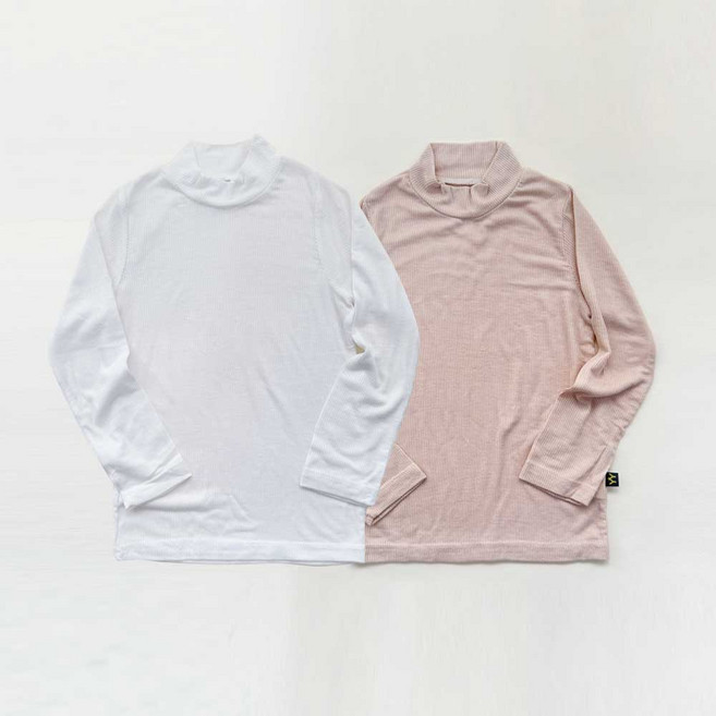 예루예나 아동용 가벼운 골지스판 이너 레이어드 반폴라 긴팔티셔츠 2p