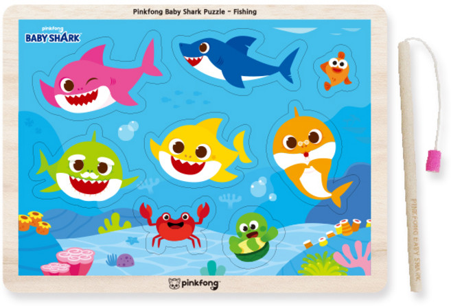 아이넷 핑크퐁 아기상어 원목퍼즐세트 낚시, 1개, 8피스