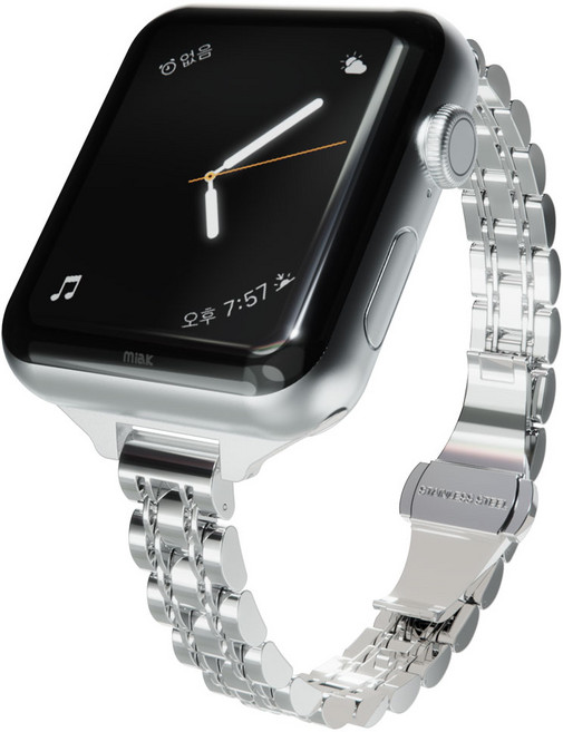 미아크 애플워치 슬림 쥬빌레 스트랩 밴드, 실버, 1개