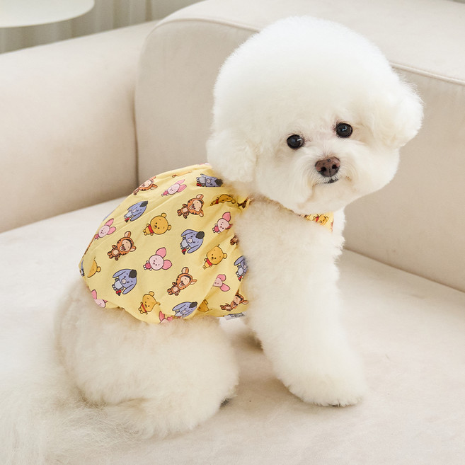 BENNYS 狗狗迪士尼維尼圖案泡泡袖上衣, 1個, 黃色