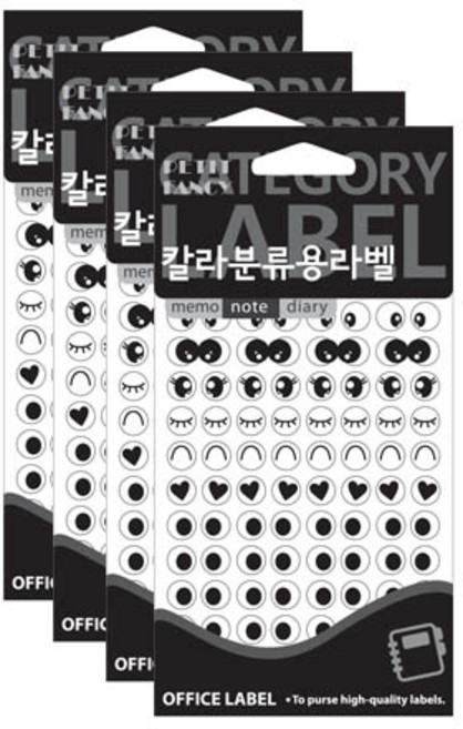 쁘띠팬시 칼라 분류용 눈알 라벨 스티커 20-015, 12개입, 4개