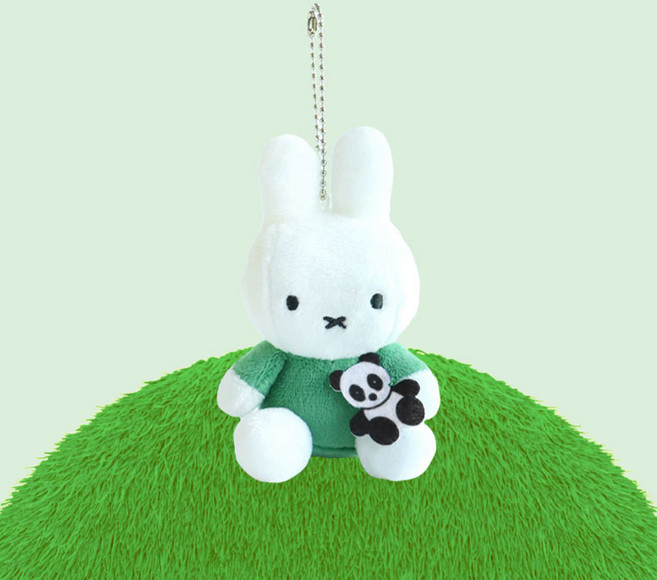 매니어리틀 판다 안은 미피 미니 키링 인형, 그린, 1개, 8cm