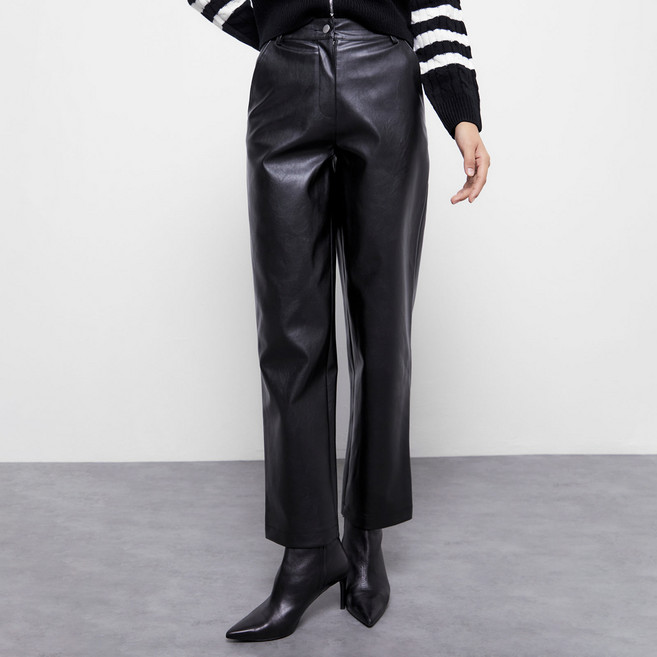 MIXXO 女款人造皮革寬褲