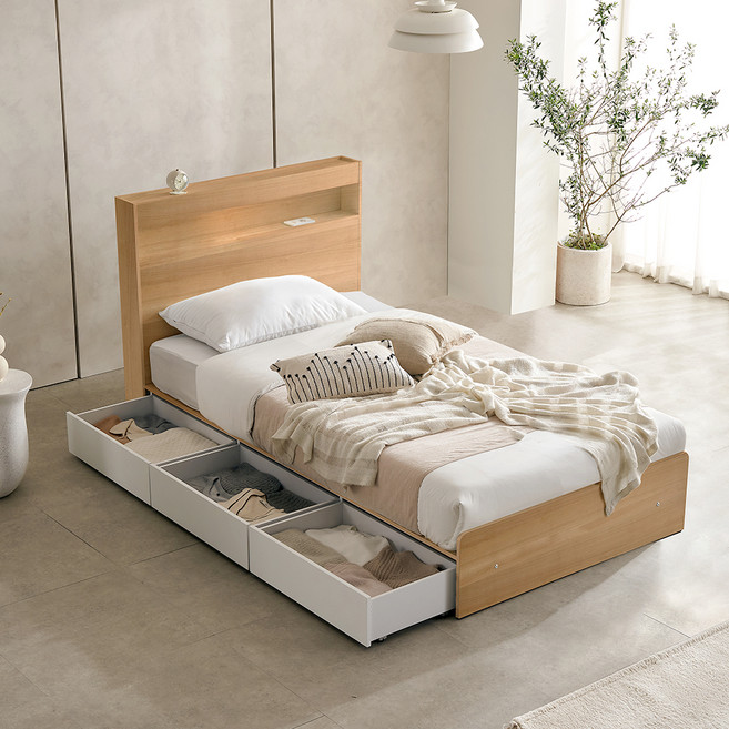 서울소호 멜로우 침대 프레임 단품 방문설치, 오크화이트